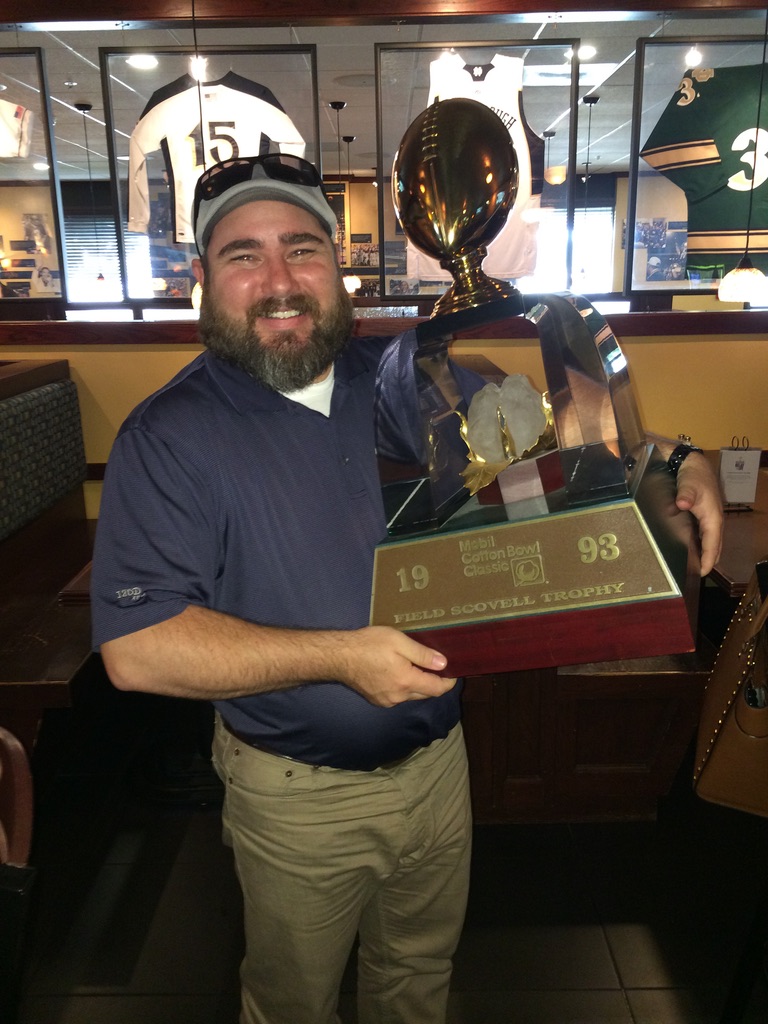 SubwayAlumni.com: My favorite memory moment is holding the 1993 Cotton Bowl Trophy. Putting it in my hands instantly transferred me to the memory of watching that game in my  parent's living room on New Years Day. Coincidentally, I was 14 years old at the time.